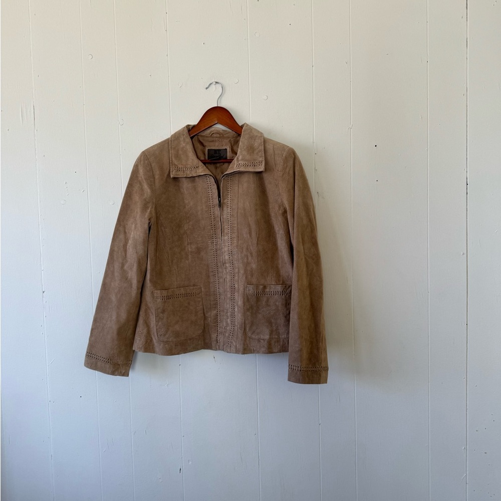 Vintage BT Limited Suede Leather Jacket L Large Zip Up